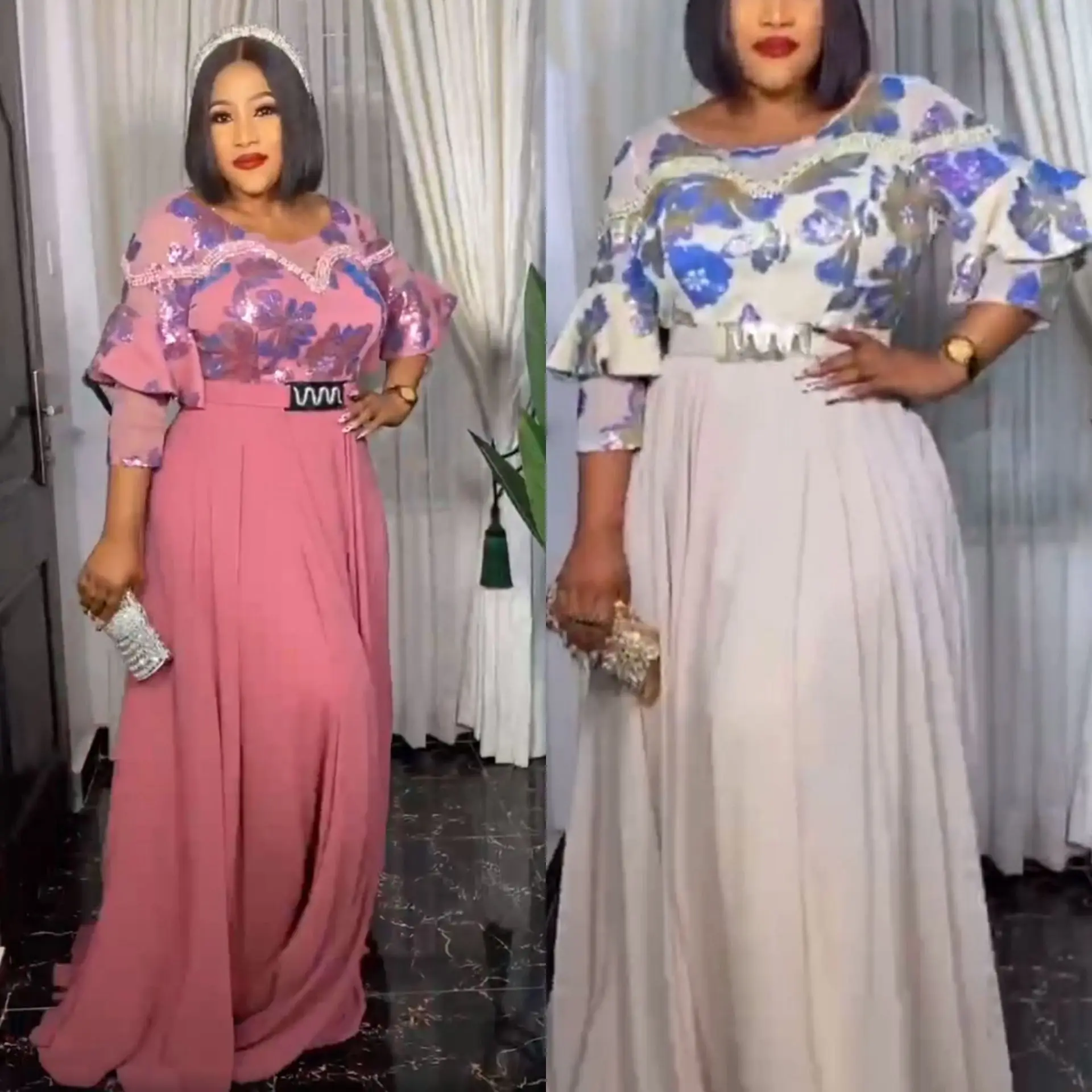 2023 spring summer elegant beaded fashion party long chiffon straight dresses