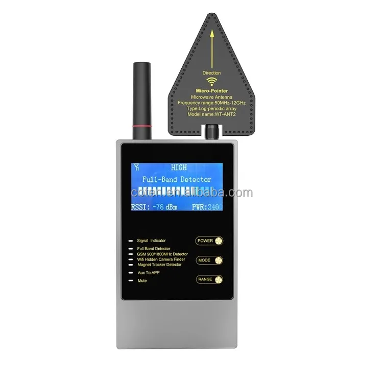WT10  Anti Spy Bug Detector RF Detector Built-in Rechargeable Battery Wifi GSM GPS Tracker Wiretapping Spy Device Signal Detect