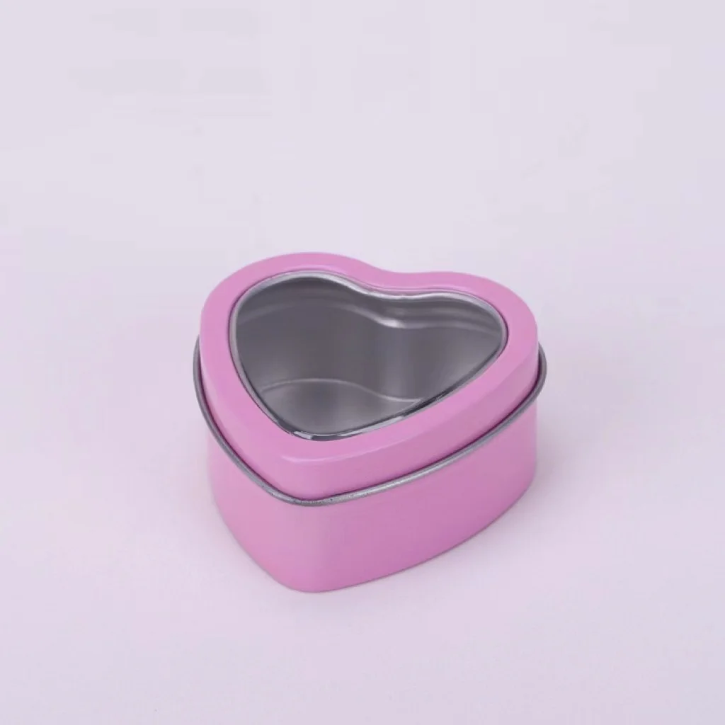 Custom Logo Chocolate Candy Cookie Biscuit Heart Shaped Tin Box with Window Love Wedding Gift Heart Shaped Mental Tin Can