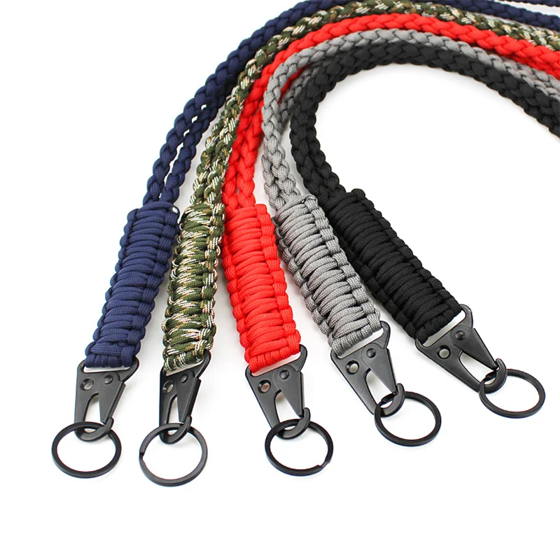 550 paracord  Key Chain Lanyard With Black HK clips snap hooks for camera lanyard