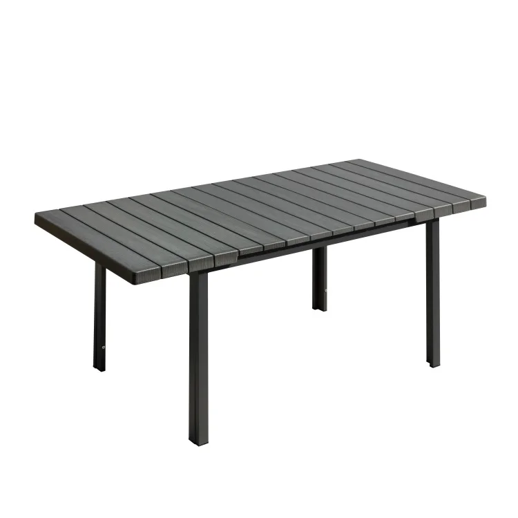 Modern Outdoor Garden Patio Dining Table 135-270cm Extendable Aluminum slat Table Top Restaurant Dining Table