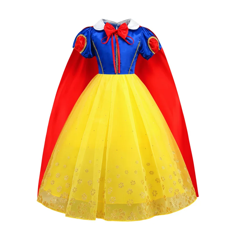 Cosplay belle princess girl dress costume with short sleeve princess dress with cloak