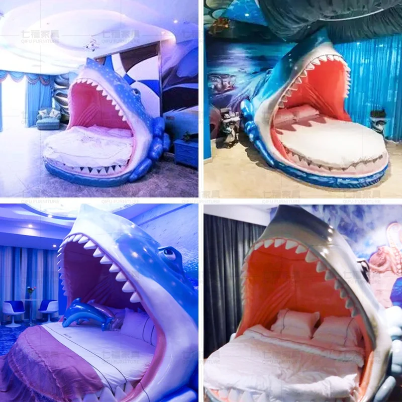 China Supply Hotel Home Bedroom Furniture Children Shark modeling Sex Bed Shark Sex Bed
