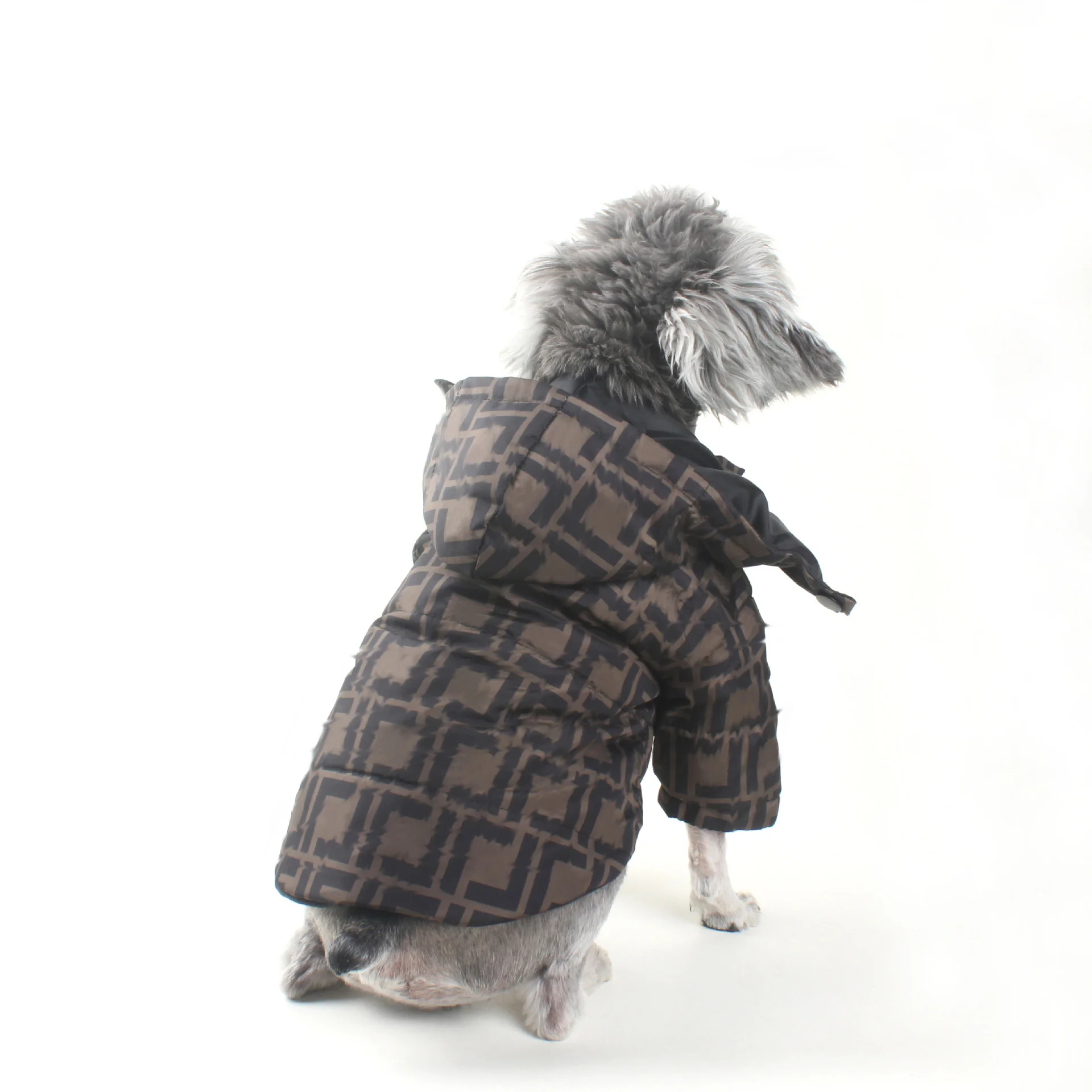 Wholesale pet clothing dog autumn and winter plus cotton thickened warm cotton coat brown modern fashion pet down jacket