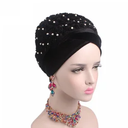 Drop shipping wholesale price fashion ladies turban hijab Muslim velvet turbans for African women