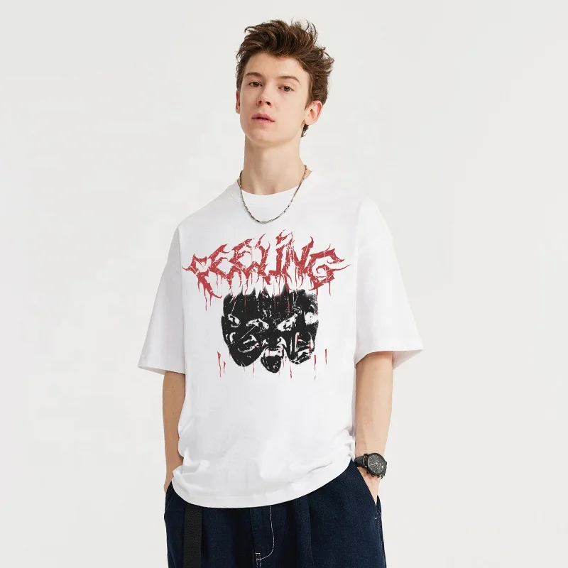 INFLATION Feeling Gothic Letter Printing oversized tshirt unisex streetwear manufacturer custom mens t shirt man clothes graphic