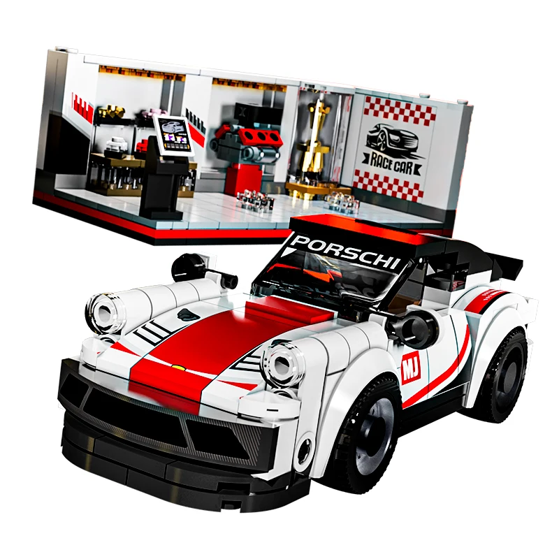 13080 Building Blocks The MOC RC Racing Car with Showroom Assembly Bricks Car Model Toys For Adult Boy Christmas Gifts