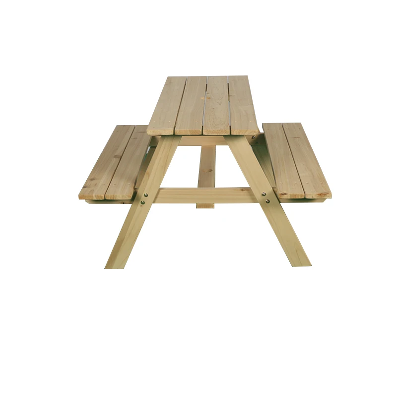 Cheap Price Simple Style Durable China Fir Wooden Picnic Table Chair Set with Umbrella