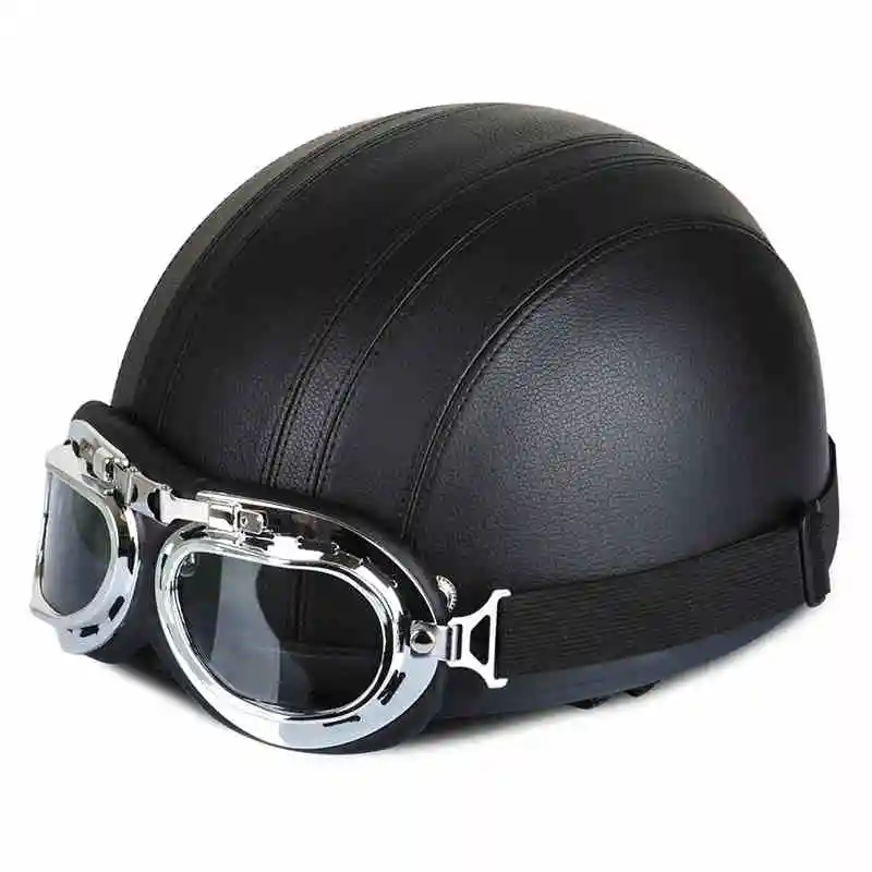 Leather Motor Bike Helmets Vintage Motorcycle Outdoor riding ABS Motorcycle helmets baseball light shape helmet CG101