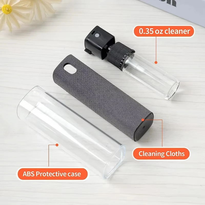 2 in 1 Phone Screen Cleaner Spray Computer Screen Dust Removal Microfiber Cloth Set Cleaning Artifact Without Cleaning Liquid