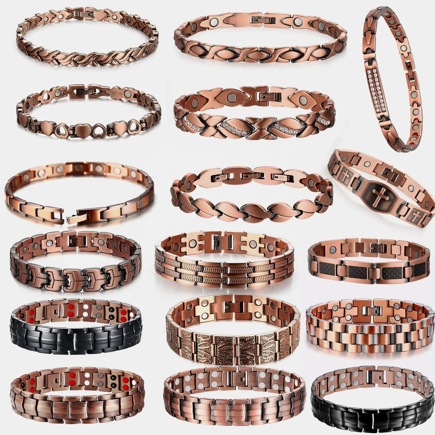 Customized Wholesale Weight Loss Round Stone Magnetic Bracelet Copper Healing Therapy Charms emf protection Bracelets For Man