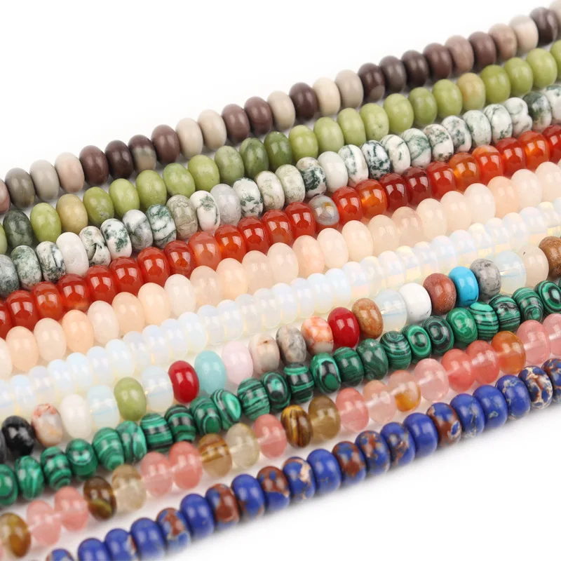 Amazon hot sale carved Wheel abacus shape beads 8*5mm gemstone beads for jewelry making stone beads for sale