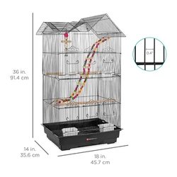 Indoor Outdoor Iron Bird Cage for Medium Parrot Lovebird Finch Parakeets Cockatiel With Removable Tray