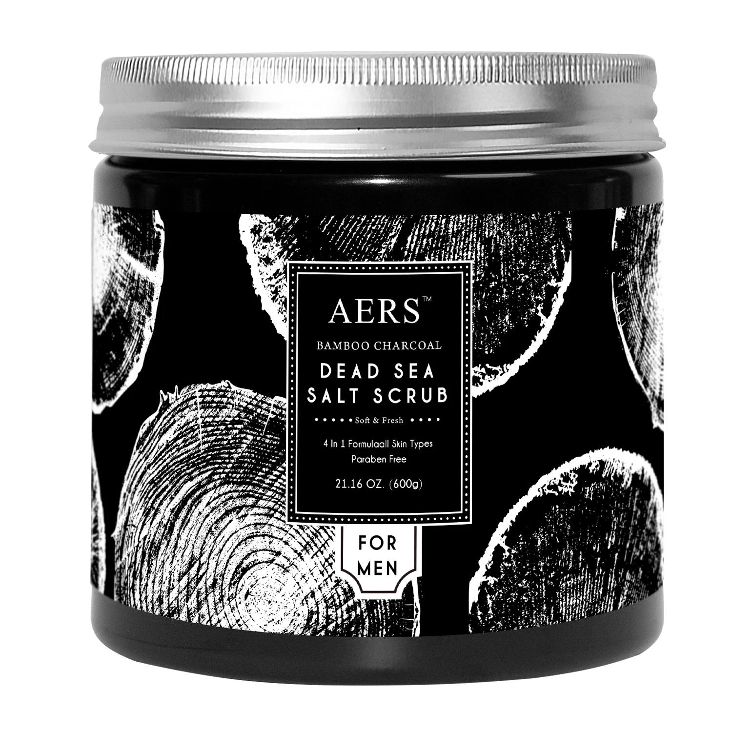 Customizable Dead Sea Salt Scrub 600g - Black Theme, Professional Design Services, MOQ 1000