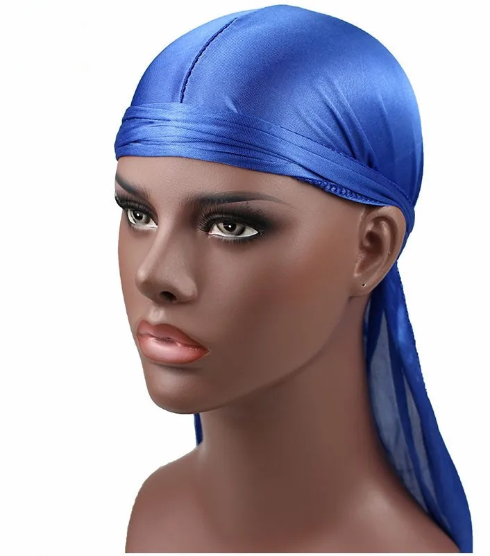 Solid satin durags Silk Polyester Shinning split color durag custom designer printing durag