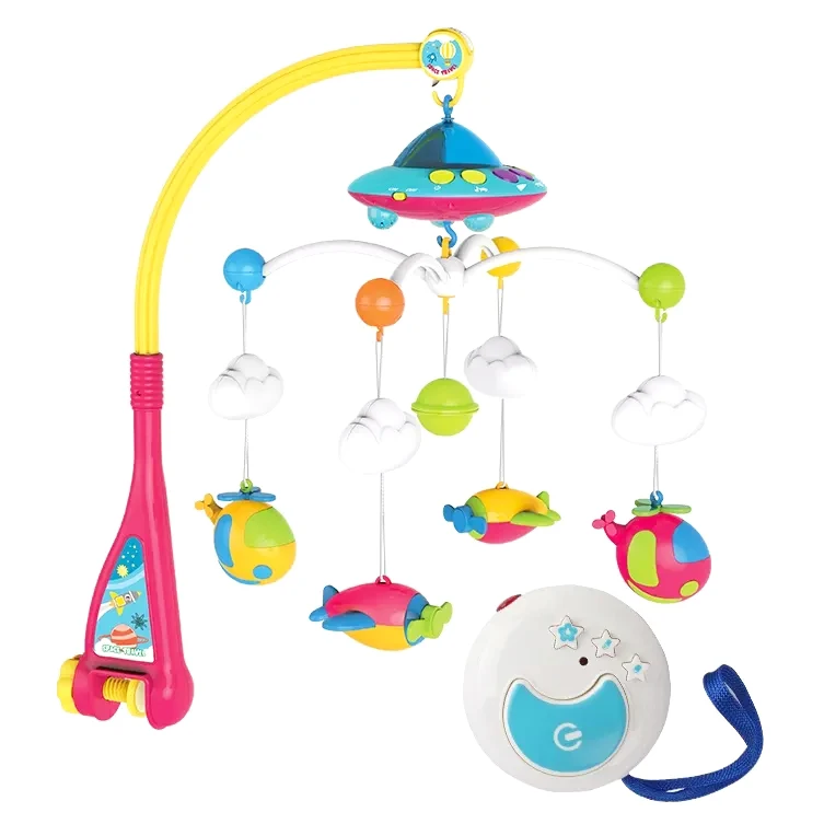 Dropshipping Remote Control Baby Crib Mobile With Lighting And Music Moon And Stars Projection For Infants