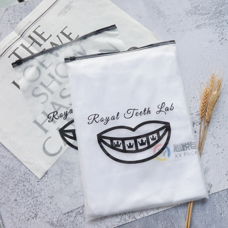 biodegradable custom printing clear zipper slider frosted pvc eva plastic clear zip lock packaging bag for clothes