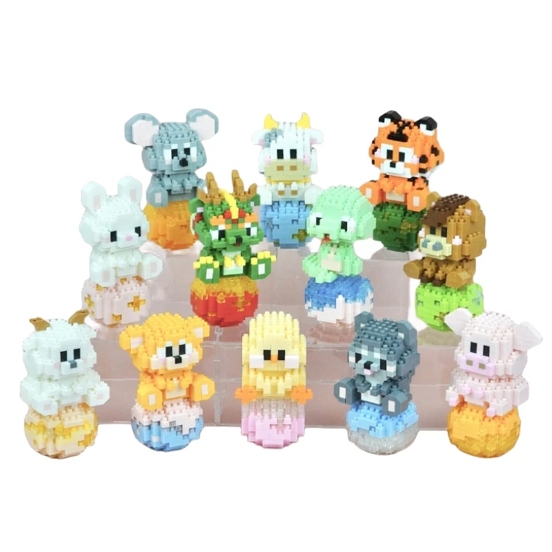 6800-6811 cute animals twelve chinese zodiac signs Creative Model Building Blocks Bricks toys gifts for kids boy girl