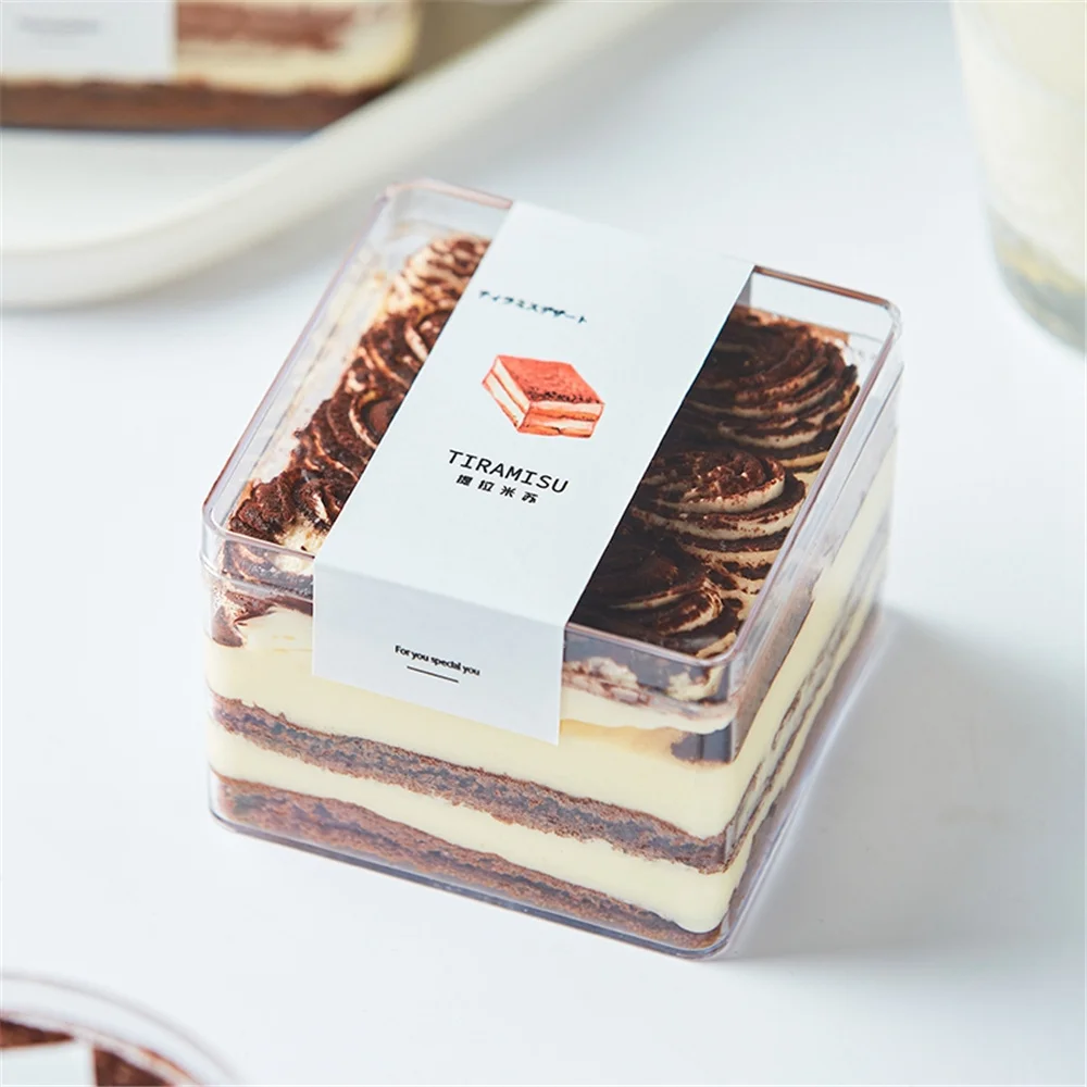 Custom Pet Clear Square Cake Dessert Packaging Box Transparent Food Container Plastic Tiramisu Box