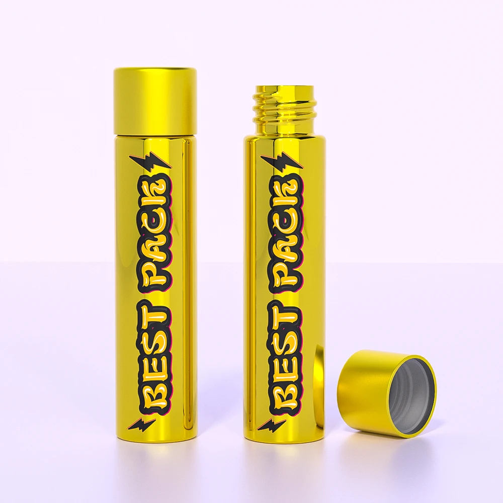 Wholesale pre tubes custom label printing glass pre packaging aluminum glass tube packaging 114mm 116mm stash tubes