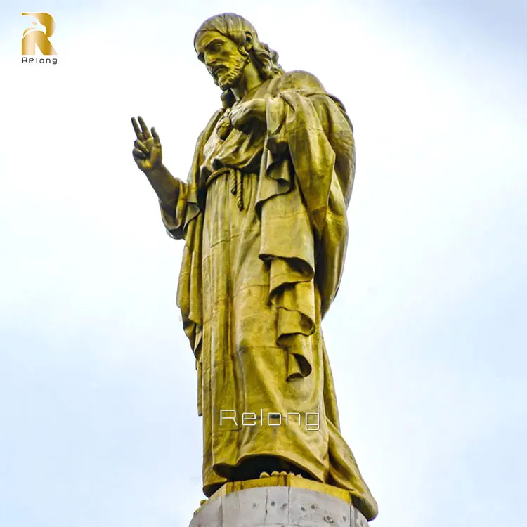 Merciful Golden Bronze Savred Heart Jesus Statue Sculpture for Sale