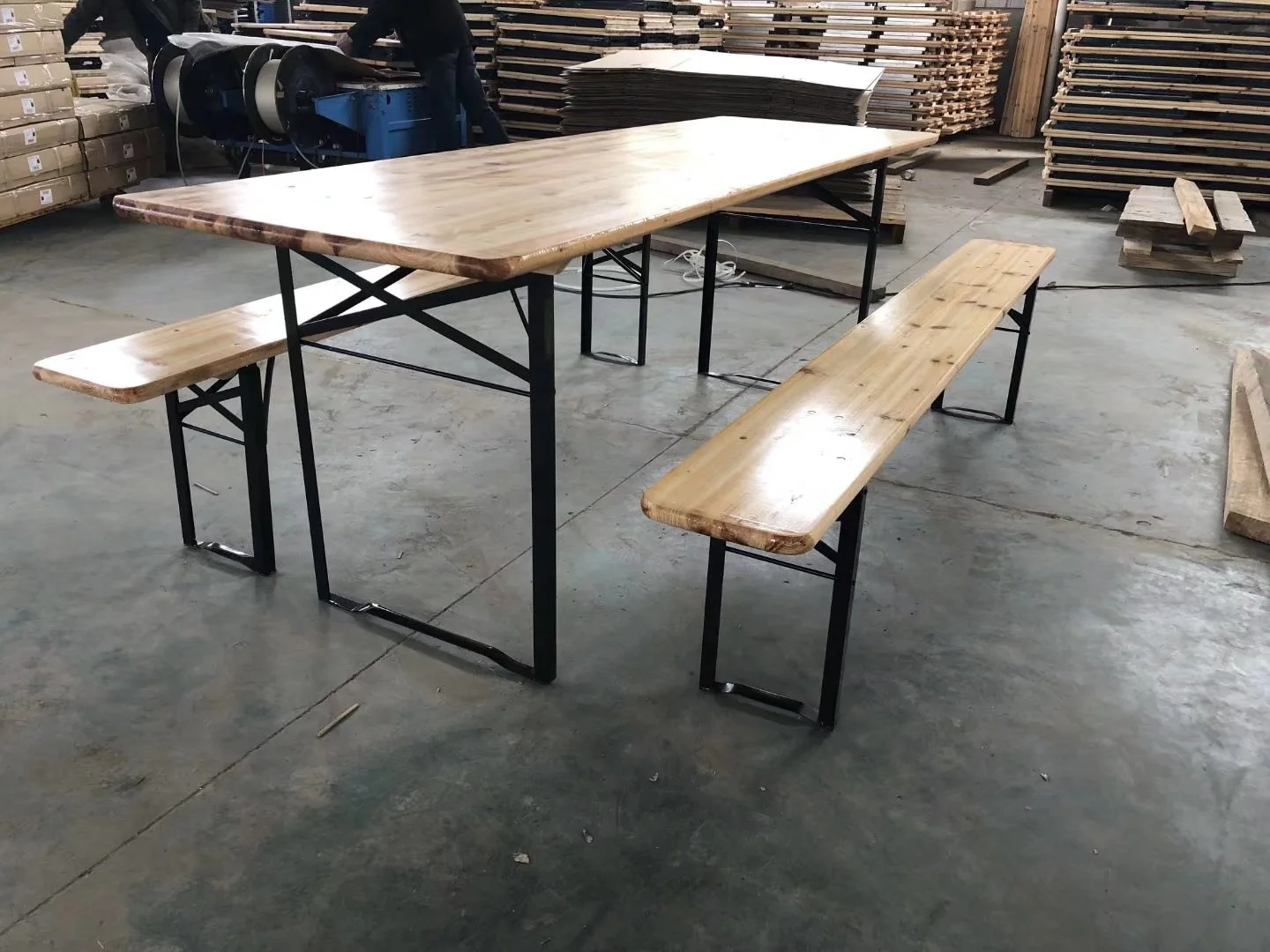 folding wooden beer table with bench