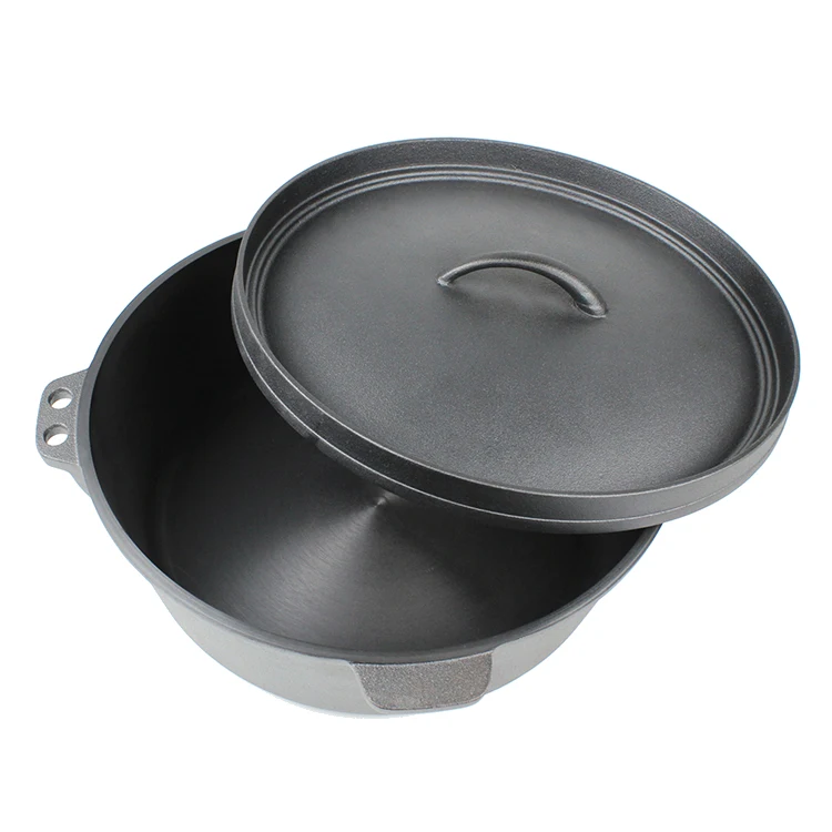 Flat bottom camping Pre-seaseoned Cast iron bbq Dutch oven