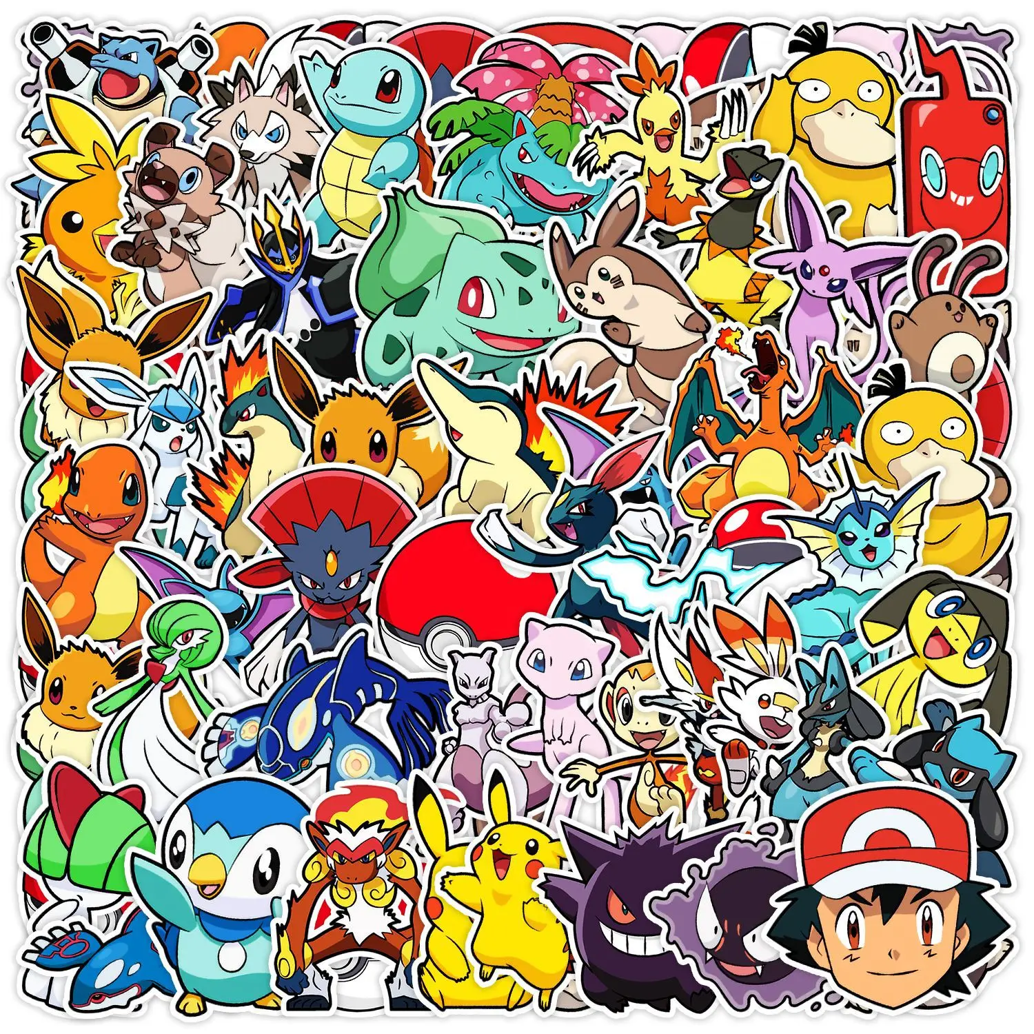 50Pcs Child Fond Anime Pokemo Graffiti Stickers Decorative Label For Luggage Laptop Guitar Helmet Skateboard Waterproof Sticker