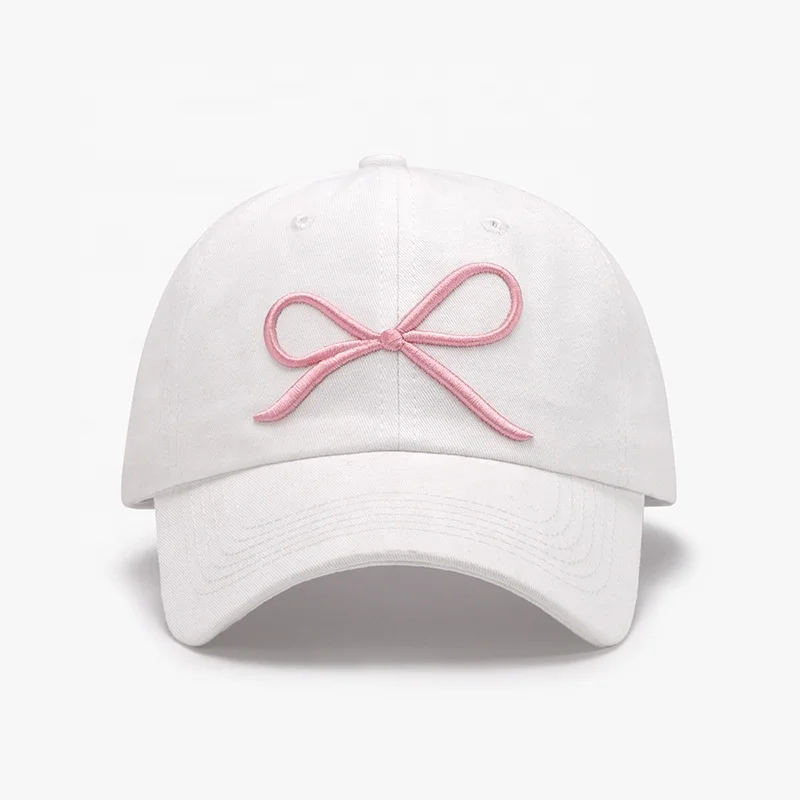 WD-A1137  Fashion 3D Embroidery Bow Female Sunscreen Blue Baseball Cap