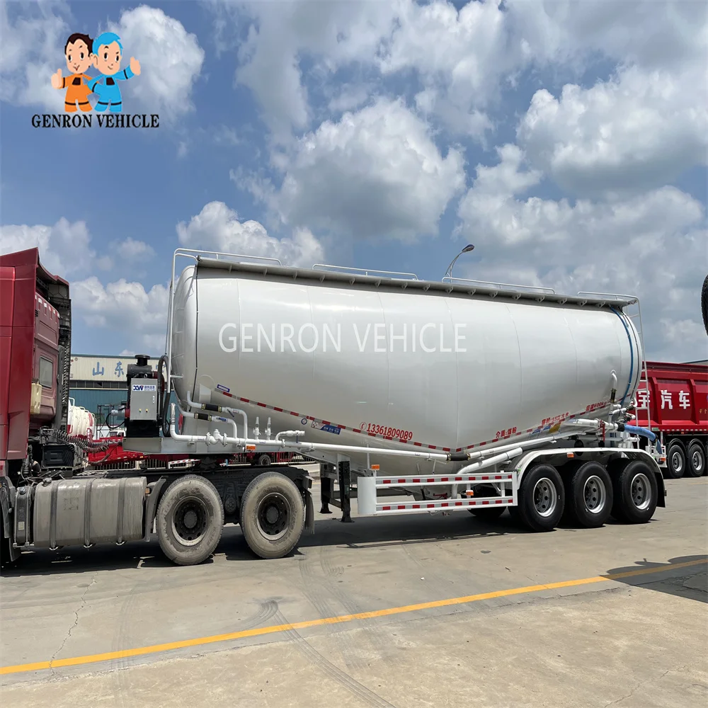 3 Axles Dry Powder bulk cement Tanker Trailer for Transporting Powdery Particles  55cbm Bulk Cement Semi-Trailer for Sale