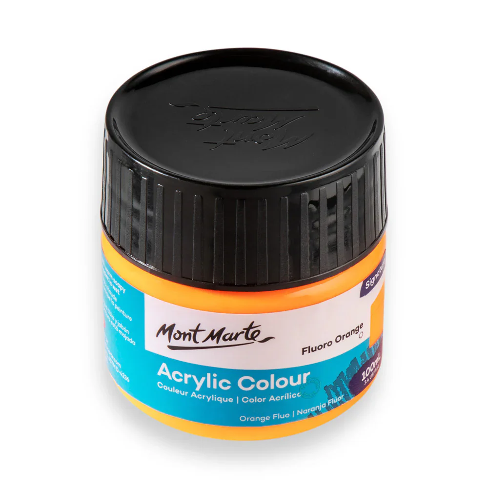 Mont Marte Acrylic Colour Paint 100ml - Fluoro Orange artist acrylic paint