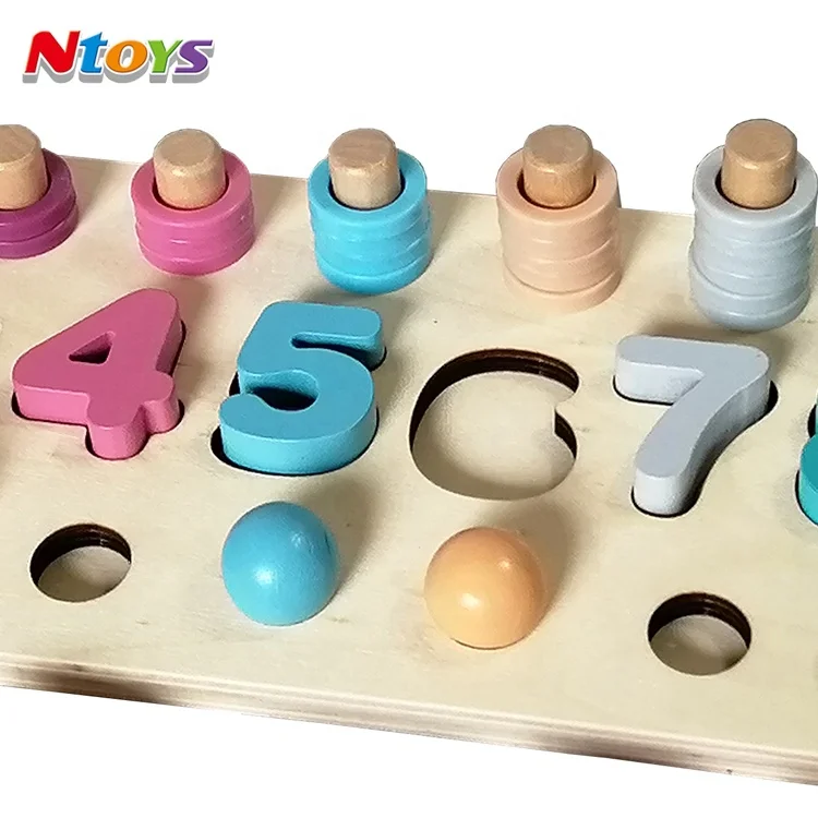 Hot Sale Wooden Educational Toys Three in One Beaded Logarithmic Plate Over 36 Months for Kids