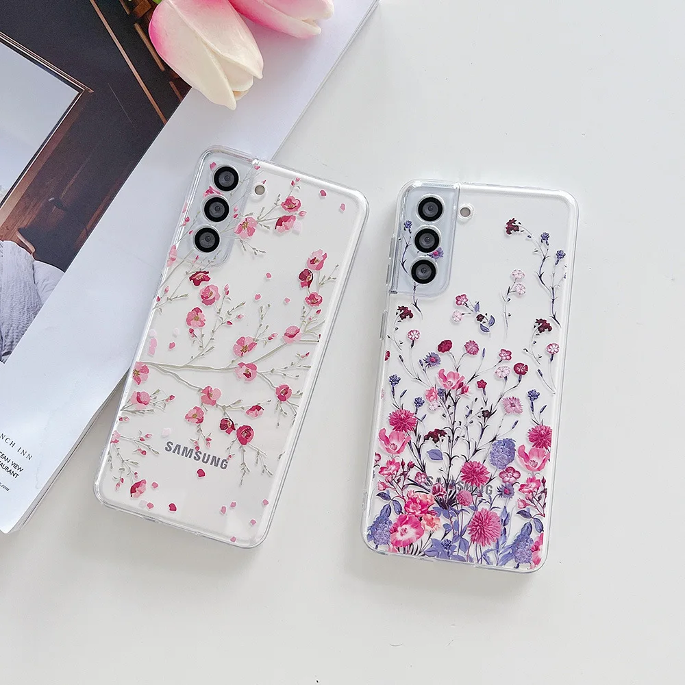Beautiful small floral phone case For iphone13 14promax Samsung S23ultra A54 painted tpu case