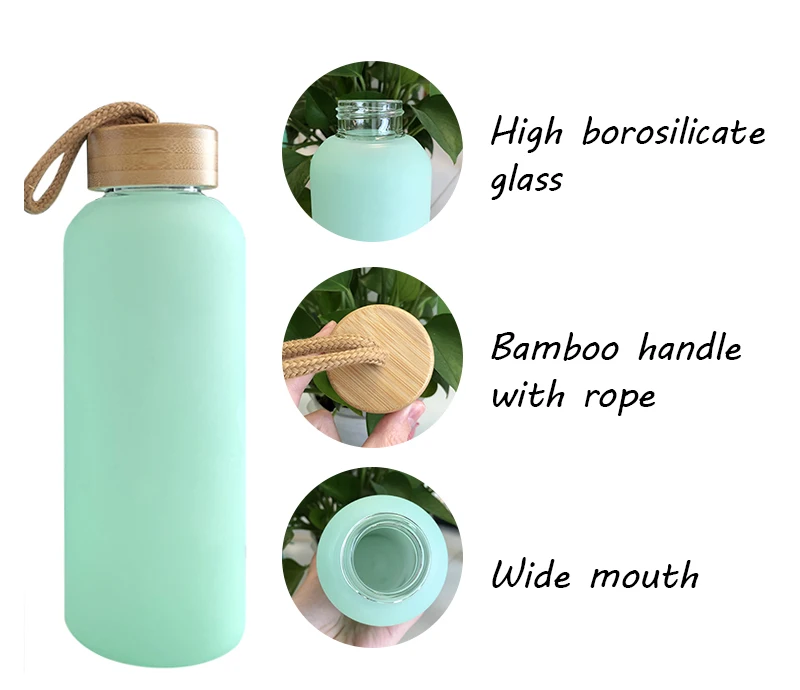 Hot Sale sublimation blanks 20oz mixed color coffee soda shaped beer Sublimation Glass WATER BOTTLE with bamboo  lid top