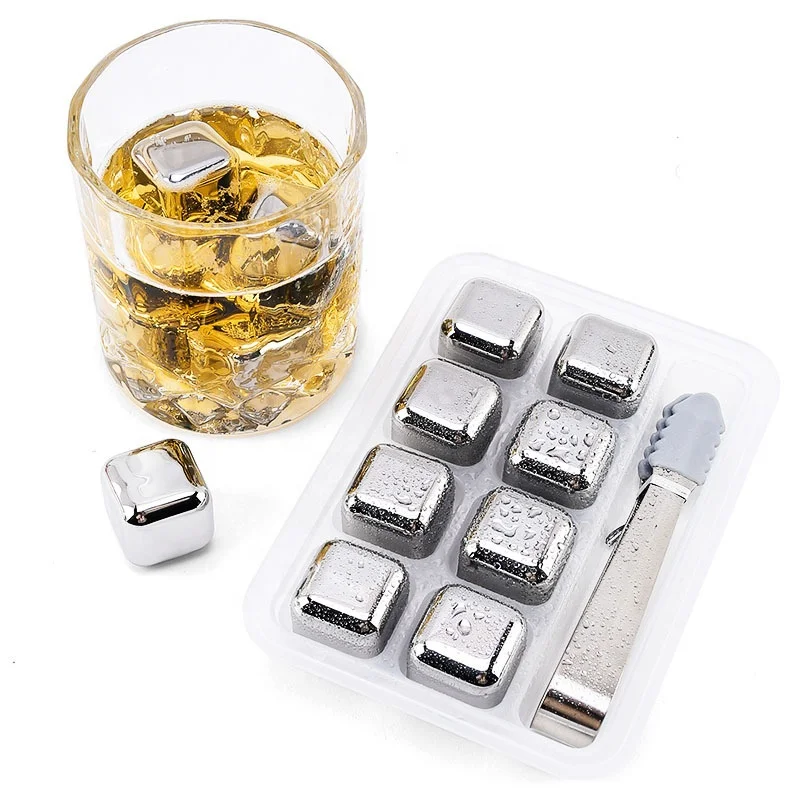 Stainless Steel Ice Cubes Set Reusable Chilling Stones Stainless Steel Ice Cube