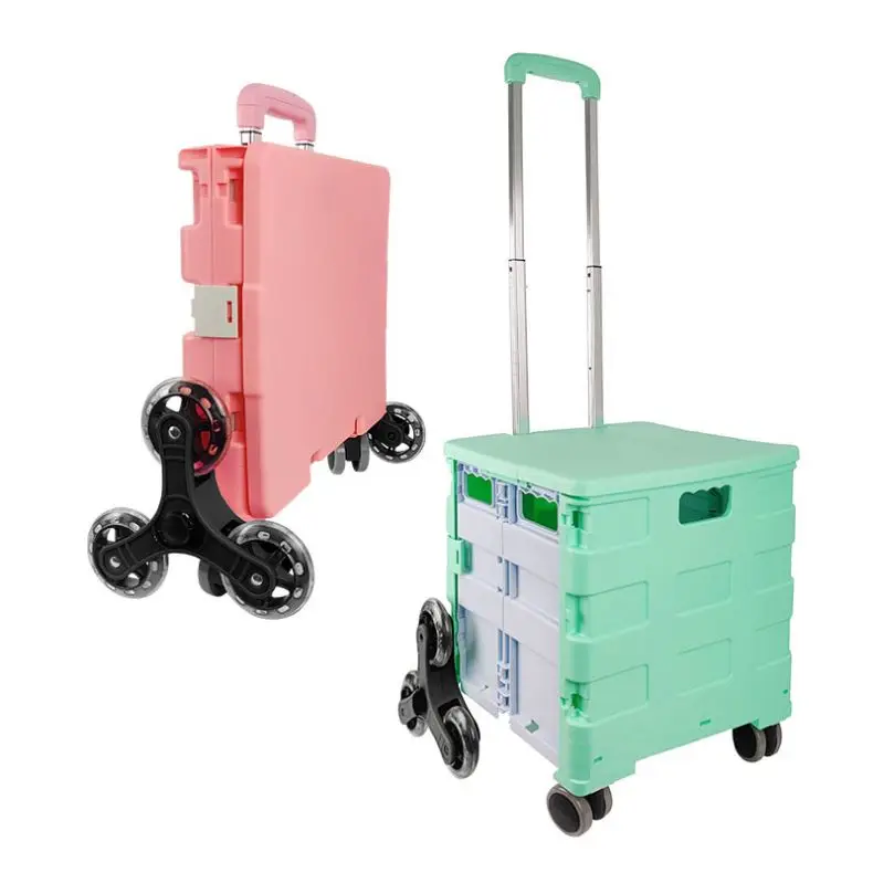 Supermarket Lightweight and foldable 6 Wheels Shopping Cart for easy Climbing Stair