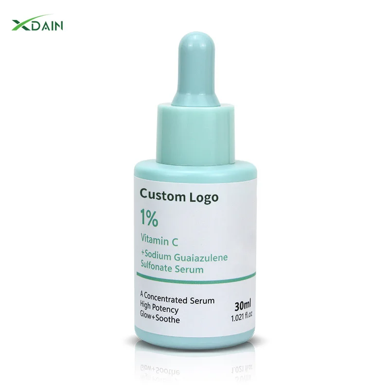 Private Label 1% Vitamin C+Sodium Guaiazulene Sulfonate Skincare Serum Firming Anti-aging Anti-oxidant Brightening Facial Serum