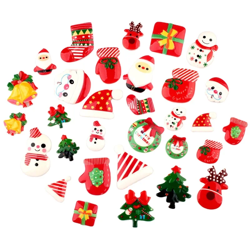Christmas Decoration Charms Resin Flat Back Ornament for Christmas Tree Decoration DIY Accessories