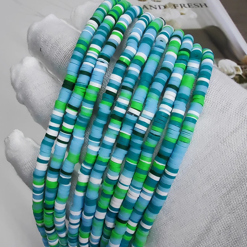 crystal multi colors DIY beads strand 4mm 6mm polymer clay beads , flat round polymer clay spacer beads