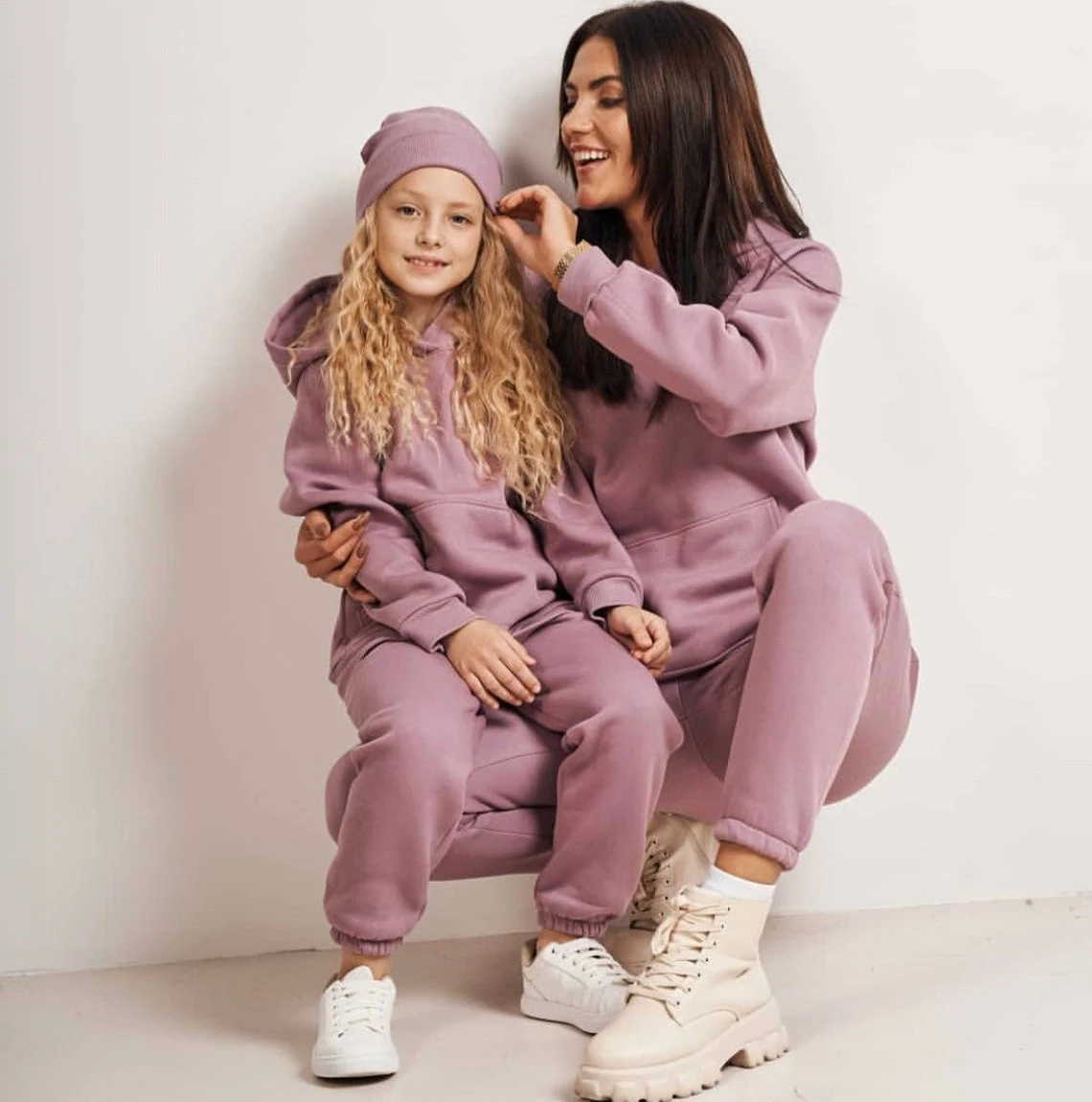 Embroidered Hoodie and Sweatpants Two Piece Set Sweatsuit Mommy and Me Sets Kids Jogger Sets Sweatsuit Casual Loose Hoodies