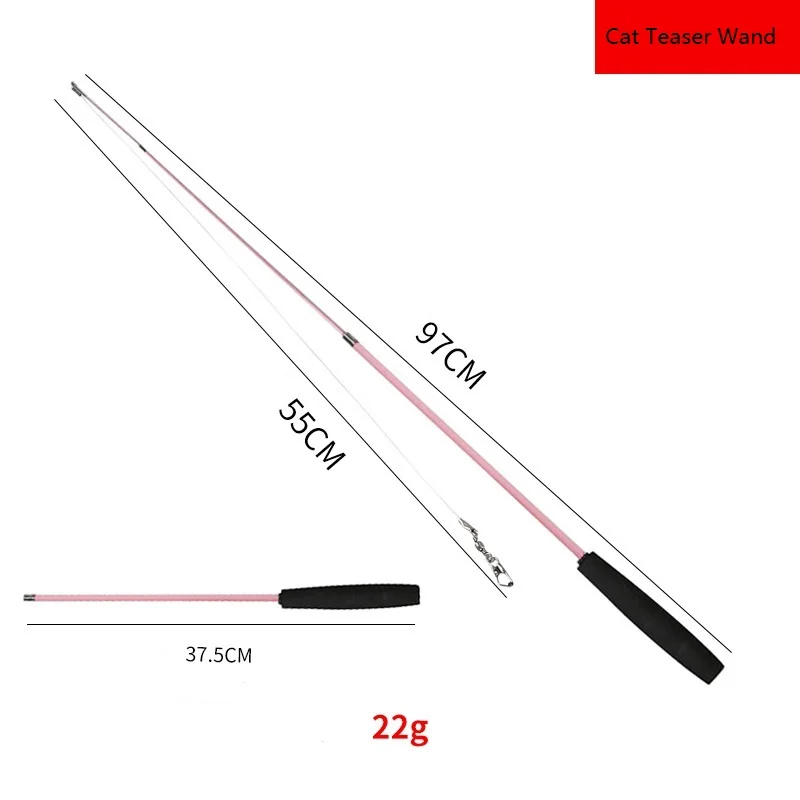 Factory Sale Cat Teaser wand toys three sections retractable teasing sticker interactive Toy