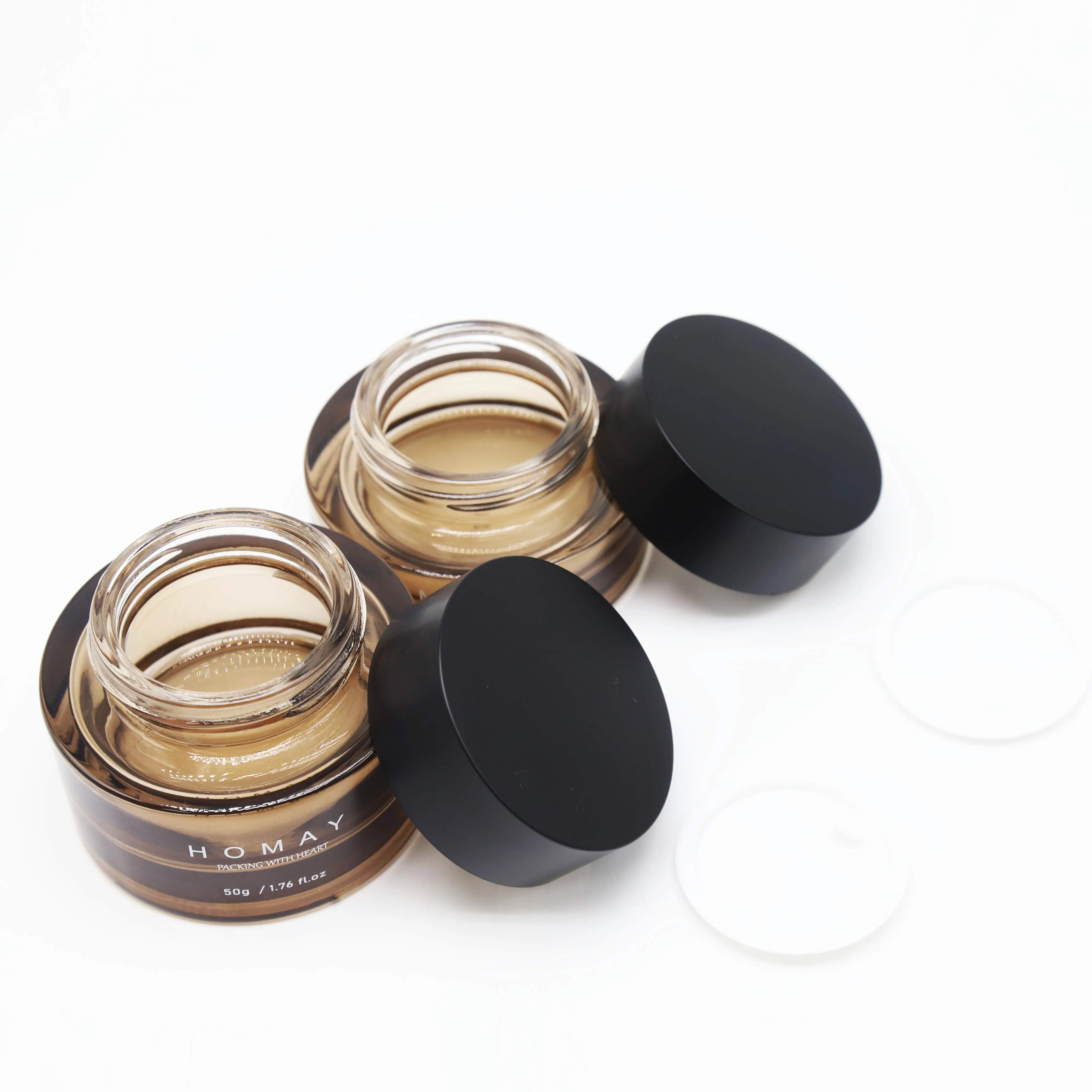 Homay packaging high ended 10ml 20ml 30ml 50ml 100ml amber glass lotion bottle set for facial care products