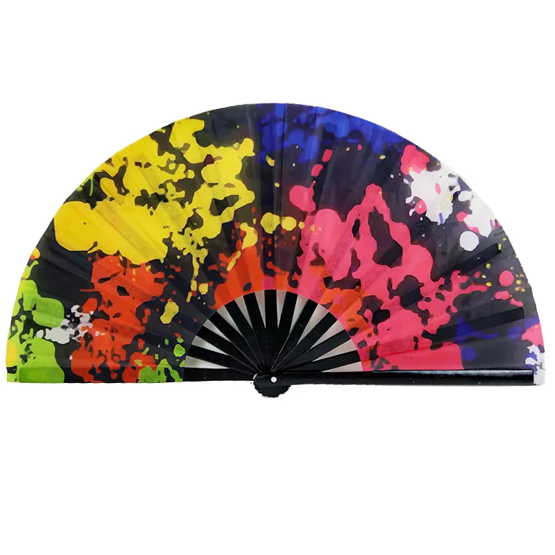 Custom design Large Folding Hand Rave Fan Chinese Bamboo and Oxford Cloth Folding Hand Fan (1600508656535)