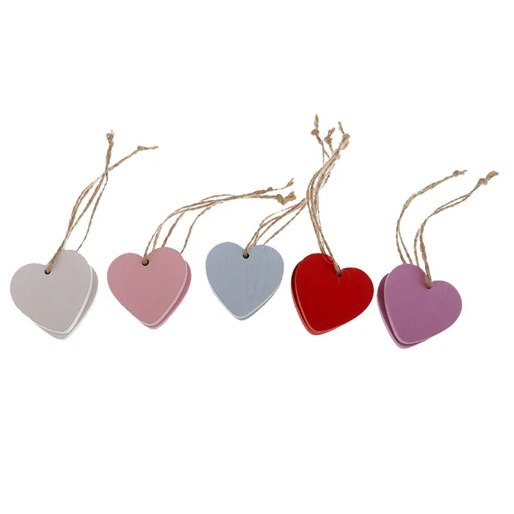 Simple Painted Small Wood Heart Message Gift Tags Signs Hanging Crafts