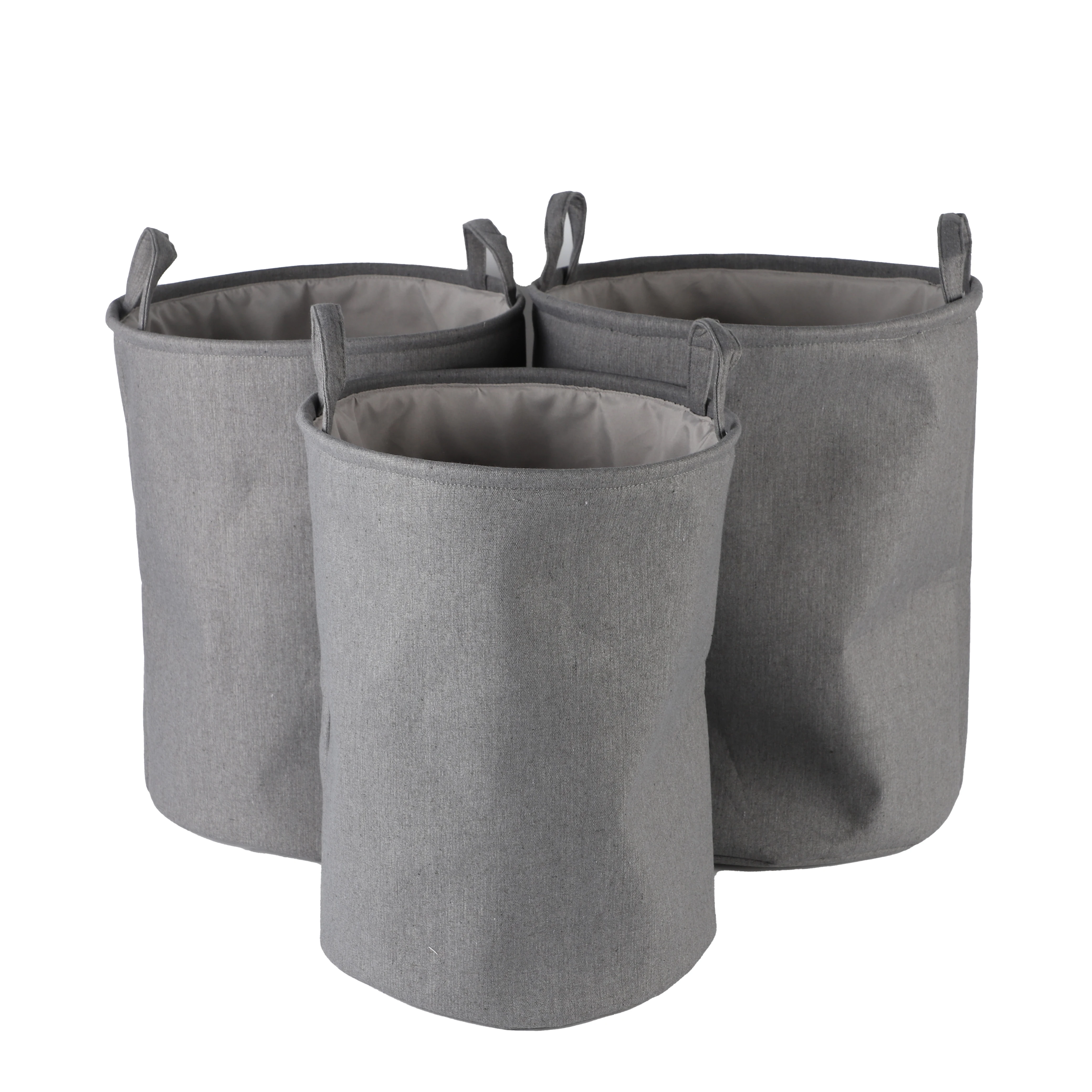 Yanyi Woven Fabric Canvas Lining Round Storage Laundry Basket Set of 3