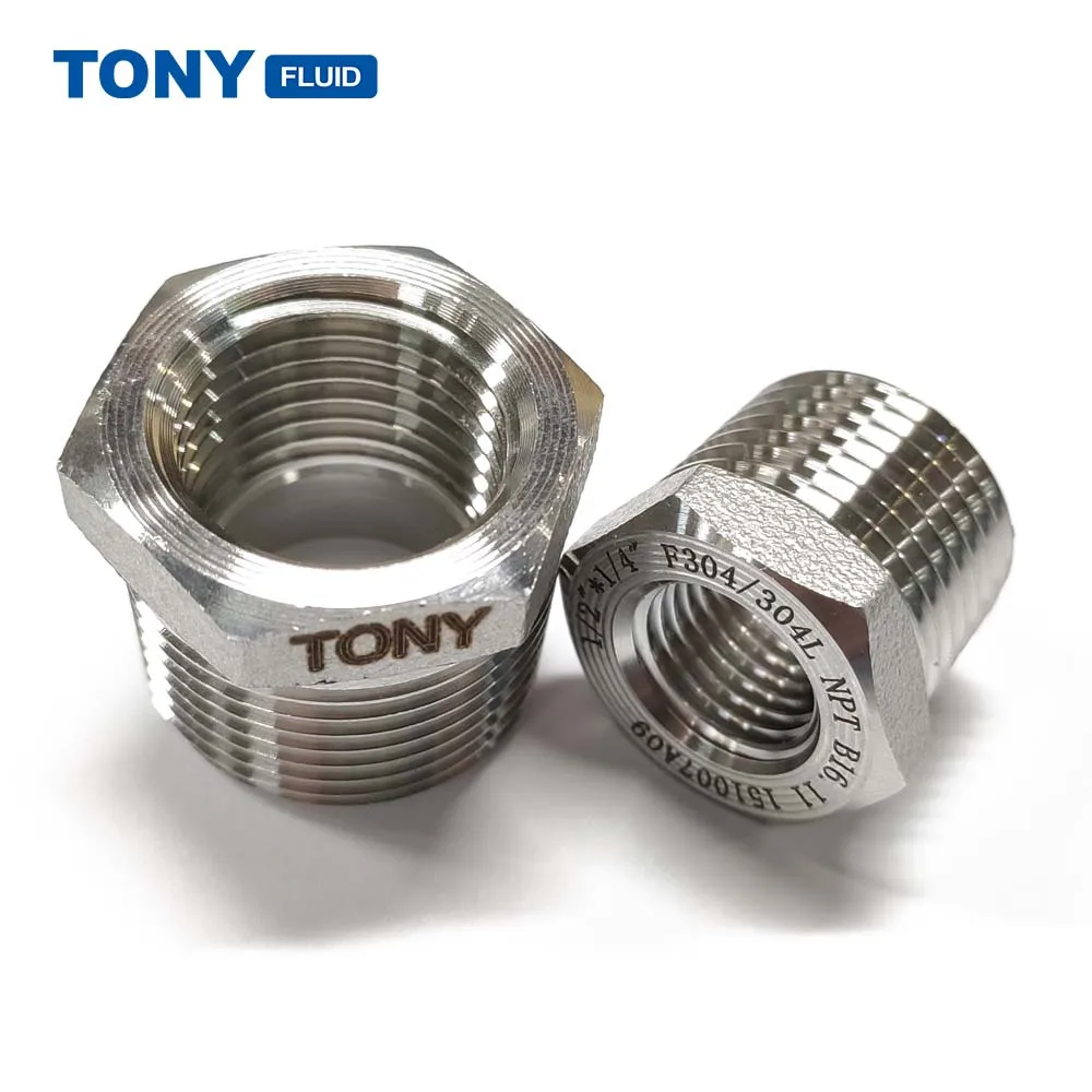 Hex Head Stainless Steel Bushing Reducer NPT BSP G Thread Female to Male Reducing Bushing Pipe Fitting