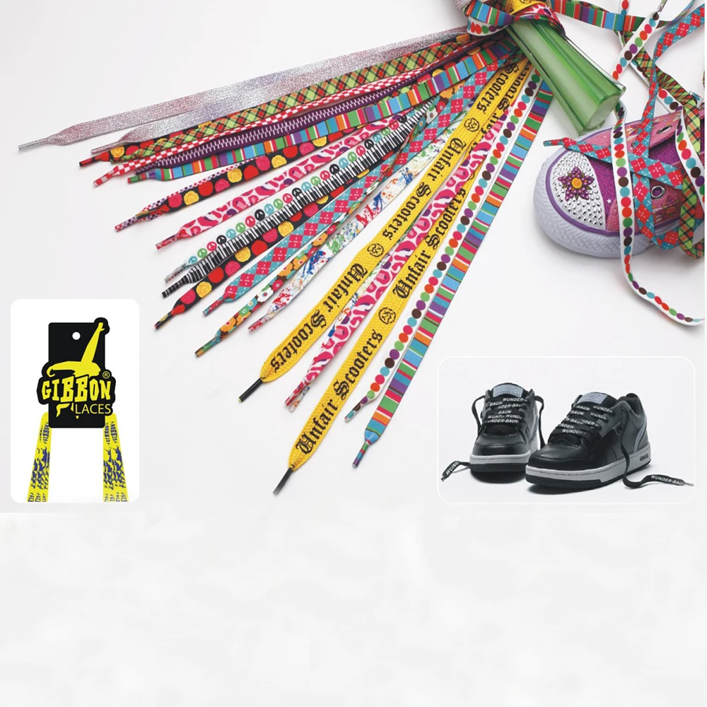 Customized Sublimation Printed Polyester Shoelaces , Colorful Logo Printed Shoe Lace for Shoes Outdoor Sports Shoes Custom Logo