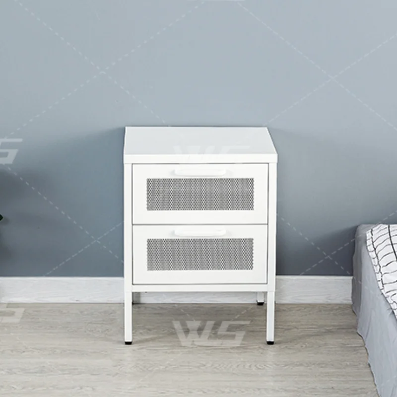 Bedroom Modern Furniture Nightstand White Dresser Cupboard Night Table With Two Mesh Drawer
