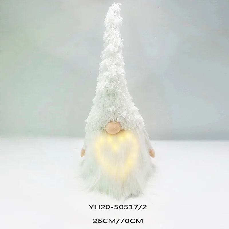 70cm Pink And White Handmade Christmas Plush Gnomes Swedish Gnome Led Table Decoration