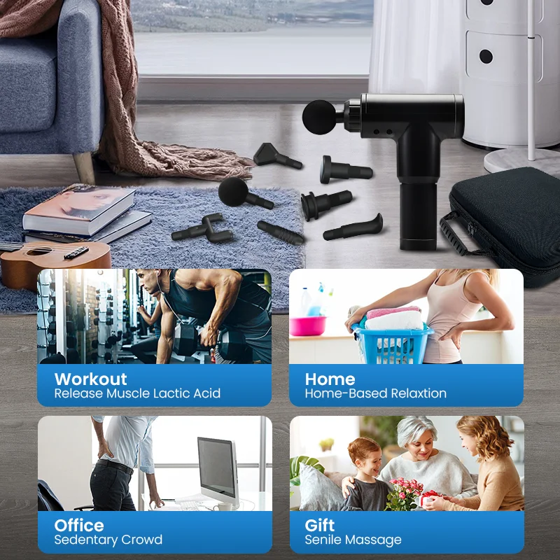 Cheap Factory Price Electric Massage Gun Deep Tissue Facial Massage 8 Heads Arms Back Leg Muscle Relieve Pain and Fatigue